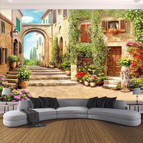 Amazon Com Wpfzh 3d Mural Custom Wallpaper Town Street Background Wall Mural Living Room Bedroom Home Decor Wall Paper For Walls 280x180cm Home Kitchen