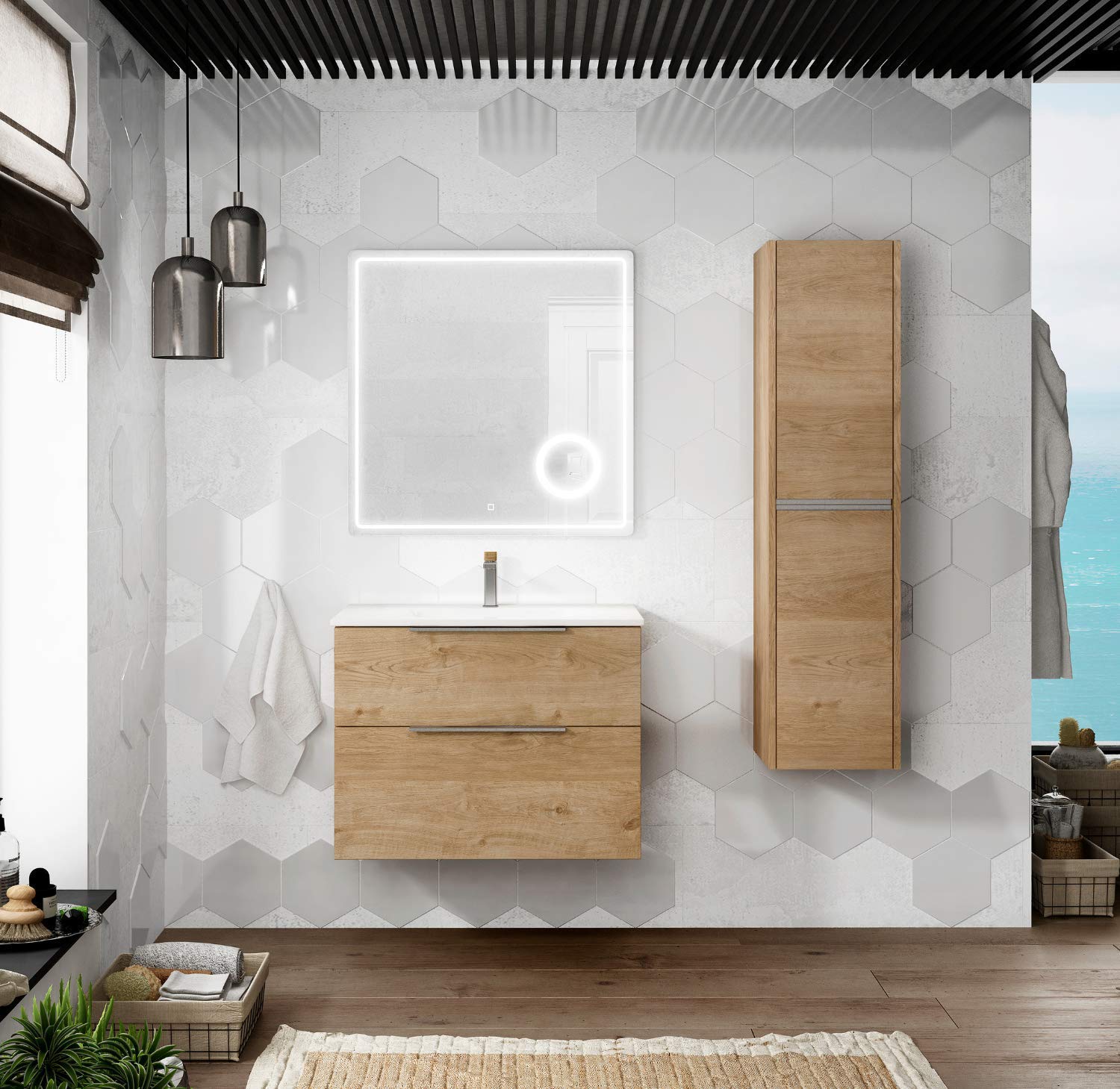 Mueble-de-Bano-Suspendido-con-Lavabo-Ceramico-Galsaky-2-cajones-con-Cierre-Amortiguado-y-Organizador-Guias-Hettich
