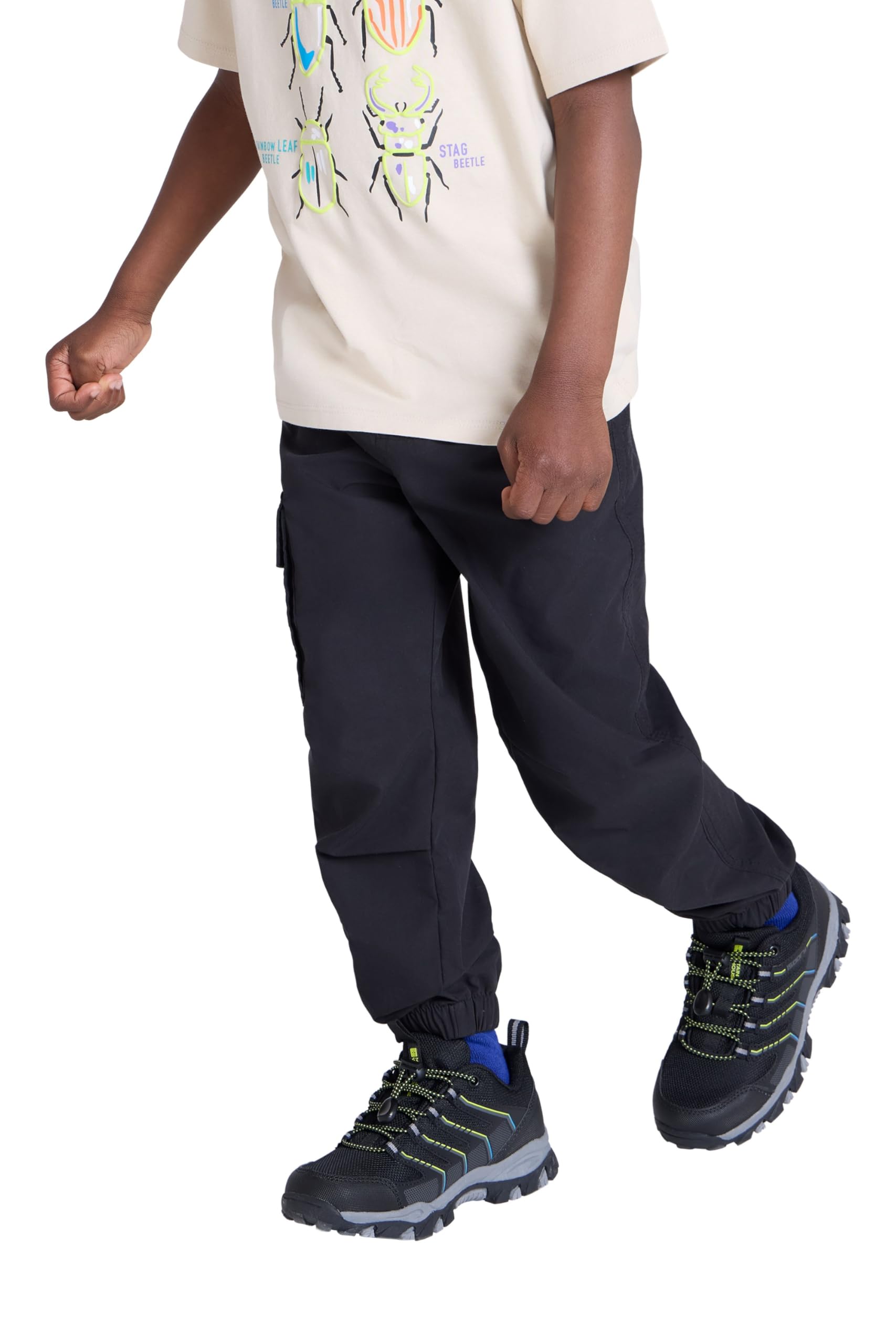 Mountain Warehouse Active Kids Trousers - Lightweight, Fast Drying All Season Pants, Shrink & Fade Resistant Casual Bottoms - for Spring Summer, Travelling, Camping Black Teen Size 13 Years