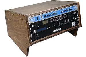 Sound Town DIY 4U Angled Desktop Turret Studio Rack with Solid Baltic Birch Plywood, Weathered Brown, Assembly Required (SDRK-Y4SLB)