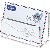 FUCDTEFC Acrylic Mail Holder, Clear Acrylic File Letter Organizer, Vertical Envelope Mail Holder for Desk, Lightweight Countertop Bill Holding Sorter Letter Invoice Stand for Home Office School