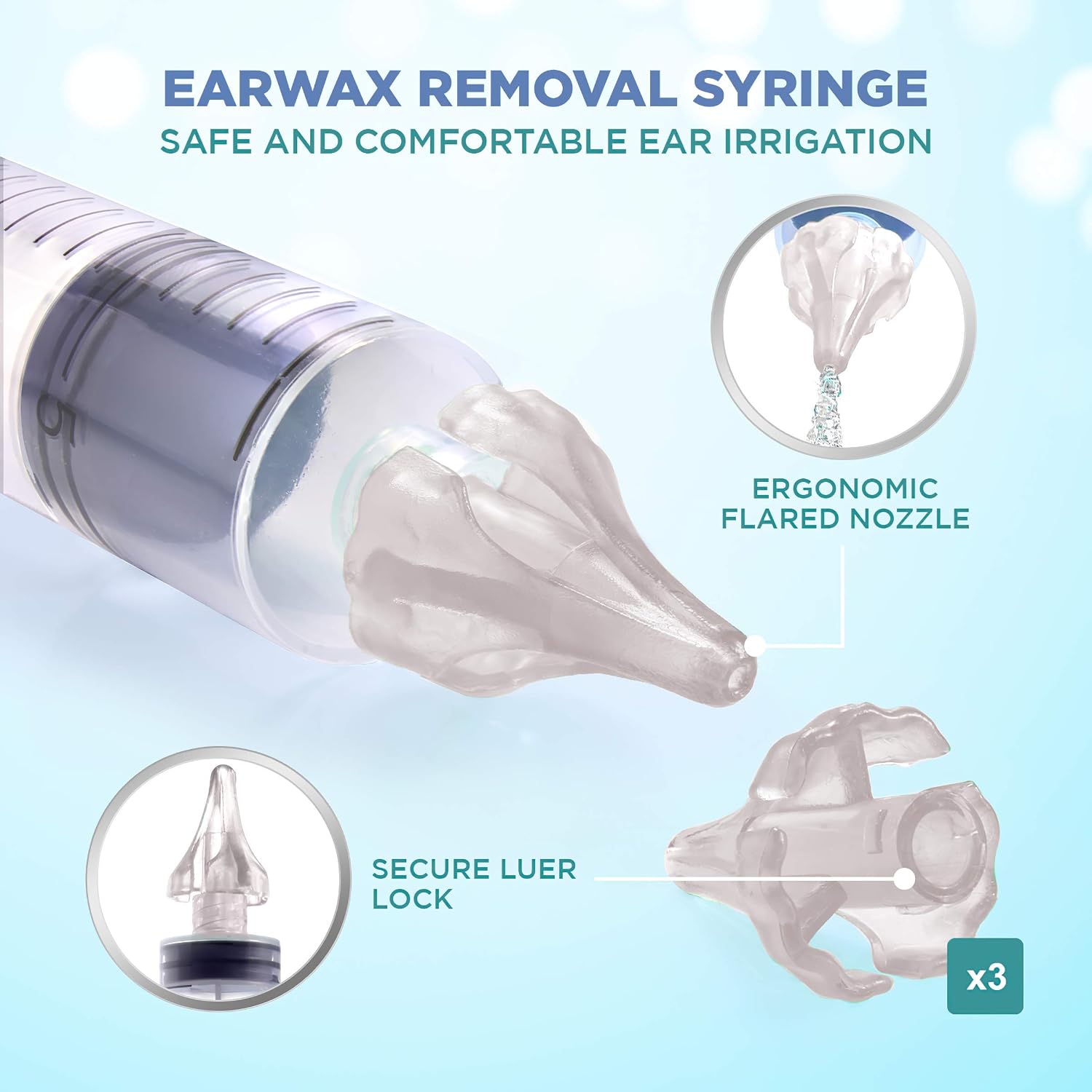 ProClinic Ear Wax Removal Kit with Syringe, Spiral Tool and 3 x Soft Silicone Tips, White, 8 Count (Pack of 1) - Image 3