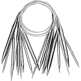 Aeelike Circular Knitting Needles Set, Stainless Steel Knitting Needles Round Knitting Needle Set (100 cm), 9 Pack Long Knitting Needles for Blankets Scarves Sweaters, Great for Beginners