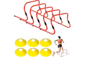 Lineslife Adjustable Agility Hurdles,4 Height Speed Training Hurdles, Portable Speed Training Equipment with Carry Bag for for Athletes,Kids,Soccer,Basketball