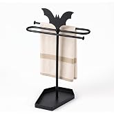 Qinyoung Gothic Bat Hand Towel Holder Stand Halloween Decor Metal | S-shape, Countertop Towel Rack Stand, Halloween Decor Towel Bar Organizer, Bathroom Kitchen, Goth Home Accessories