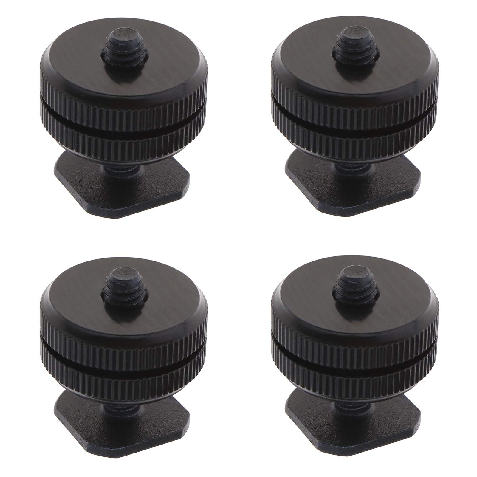 YINETTECH 4Pcs Camera 1/4 Hot Shoe Mount Adapter with Dual Nuts Set for DSLR Tripod Camera Rig Screw to Flash Holder Tools