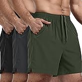 FIONECA 3 Pack Men's Athletic Running Shorts 5 Inch,Quick Dry Gym Workout Shorts with Zip Pockets