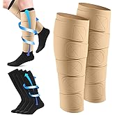 Floraltop 3 Pairs Lymphedema Compression Leg Wraps Adjustable Leg 20-30 Mmhg Medical Shin Splint Wrap for Heaviness Fatigue