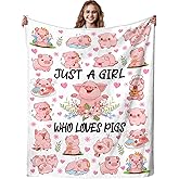 OLCT Cute Pig Blanket Gift for Pig Lovers,Piggy Stuff Animal Throw Blankets Pink Pigs Themed Gifts for Girls Women Adults 50"X40"