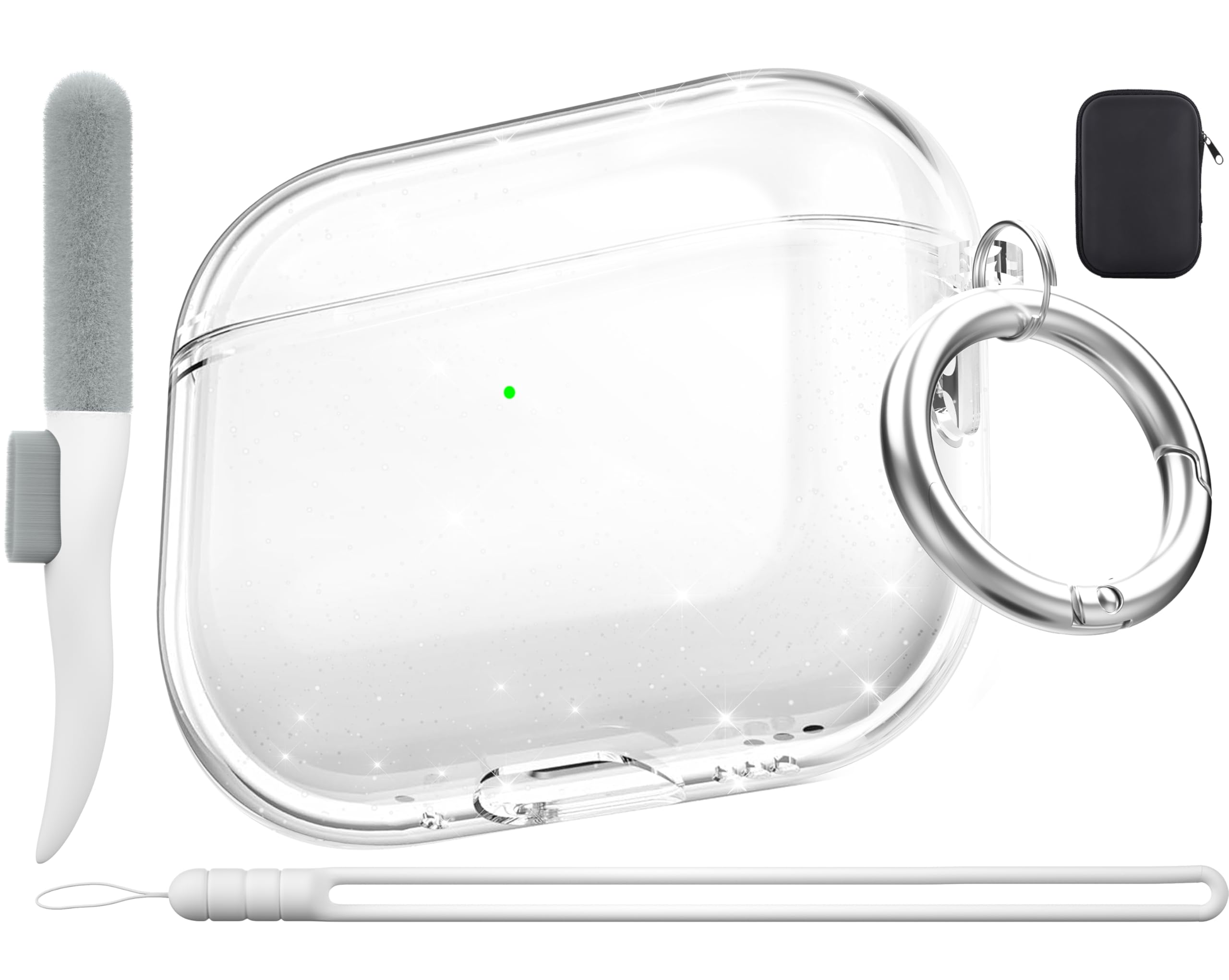 Photo 1 of Valkit for Airpods Pro 3 Case Clear with Cleaner Kit | Soft TPU Airpods Pro 3 Generation Case | Protective Cover Shockproof | iPods Pro 3 Cases | for Air pods Pro Gen 3 2025(Clear Glitter)