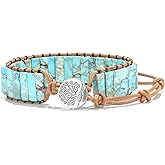 sedmart 7 Chakra Bracelets for Women with Real Stones Leather Wrap Healing Bead Bracelet Women Men Boho Friendship Jewelry