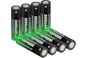 CWUU Flat Top 18650 Rechargeable Battery 3.7V 9900mah High Capacity Long-Lasting for Flashlight, Toys and Pathlight 240816-3S (Flat Top, 8 Pack)