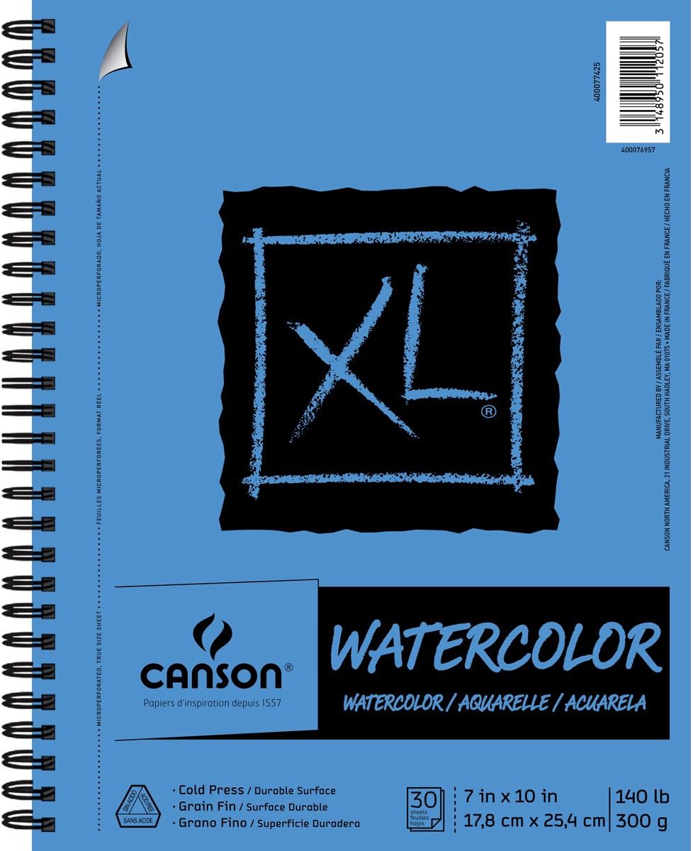 Amazon Com Canson Xl Series Watercolor Textured Pad Use With Paint Pencil Ink Charcoal Pastel And Acrylic Side Wire Bound 140 Pound 7 X 10 Inch 30 Sheets Arts Crafts Sewing