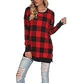 levaca Womens Oversized Pullover Sweaters Tunic Shirts for Leggings Red XL