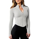 AVGO Women's Workout Jacket Lightweight Zip Up Cropped Yoga Jackets Slim Fit Athletic Tops with Thumb Holes