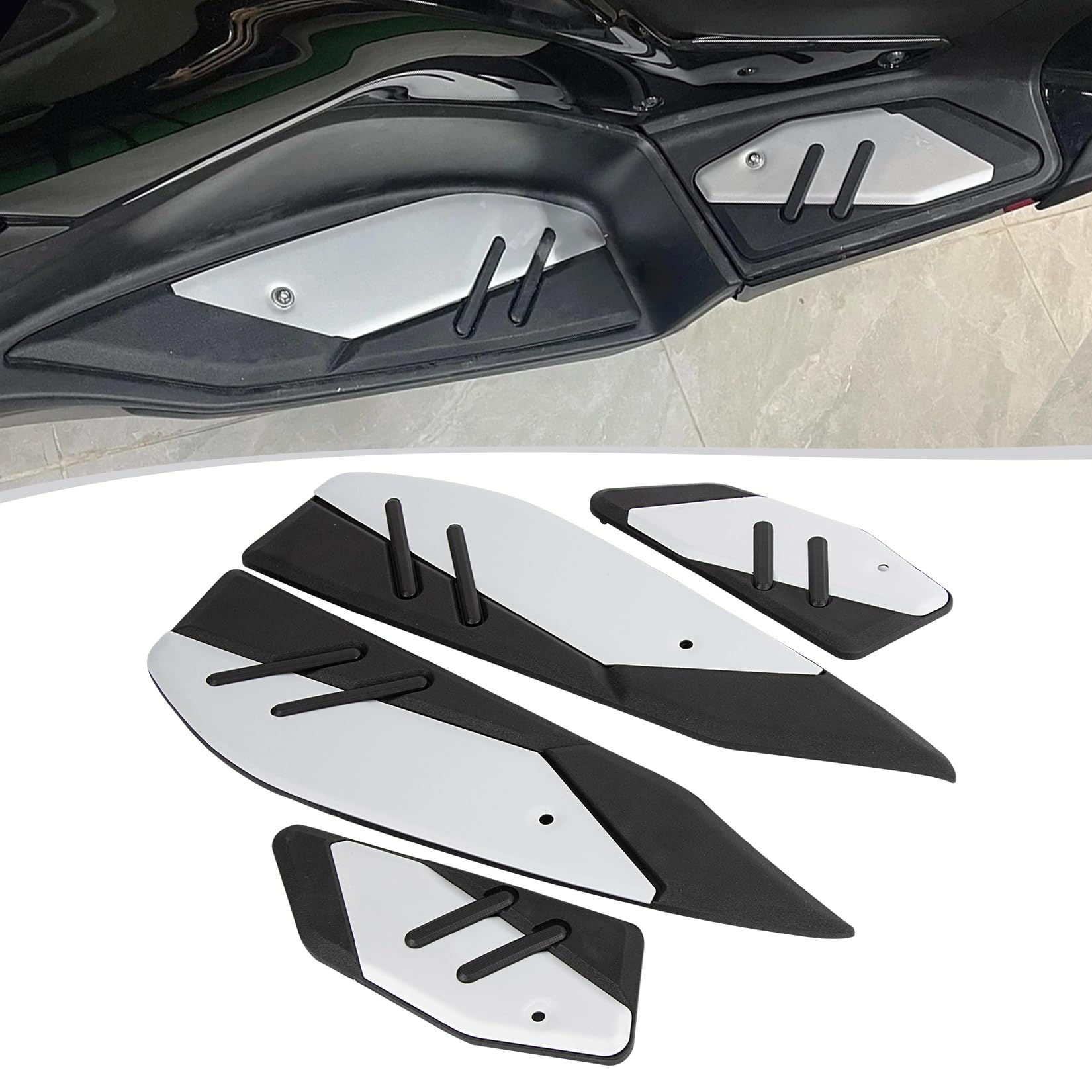 Footrests Front Foot Pegs for XMAX 125 250 400 2017 2018 2019 2020 2021 2022 2023 2024, PSLER Driver Foot Pedal Motorcycle Decorative Accessories(Silver)