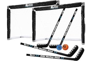 Premier Sports - Kids Hockey Set – (4) Sticks, (2) Mini Goals, (1) Foam & (1) Standard Balls – Complete Beginner Set for Ages 3-9