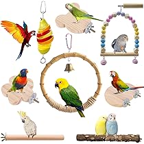 Bird Playground Bird Perch Stick Bird Standing Stick Swing Chewing Bird Toys Natural Grapevine Bird Cage Perch For Parrot Cages Toy For Cockatiels, Parakeets, Finches Two Branches Cockatiel Toys To Cage A