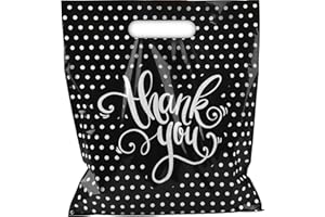 Camtoms Thank You Bags for Business with Handles | Small Plastic Boutique Bags - 12x15, 100pack