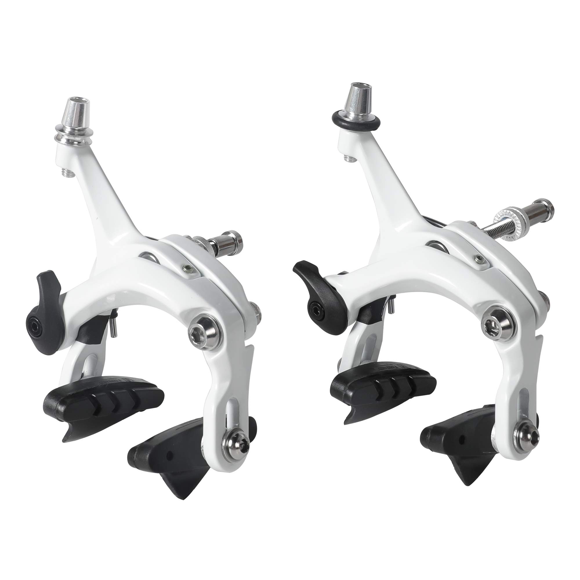 SENQI Road Bicycle Brake Fixed Gear Bike Brake Front and Rear Caliper Brake, Bicycle Parts C Bakes 47-57mm Bike Parts(White 1 Pair)