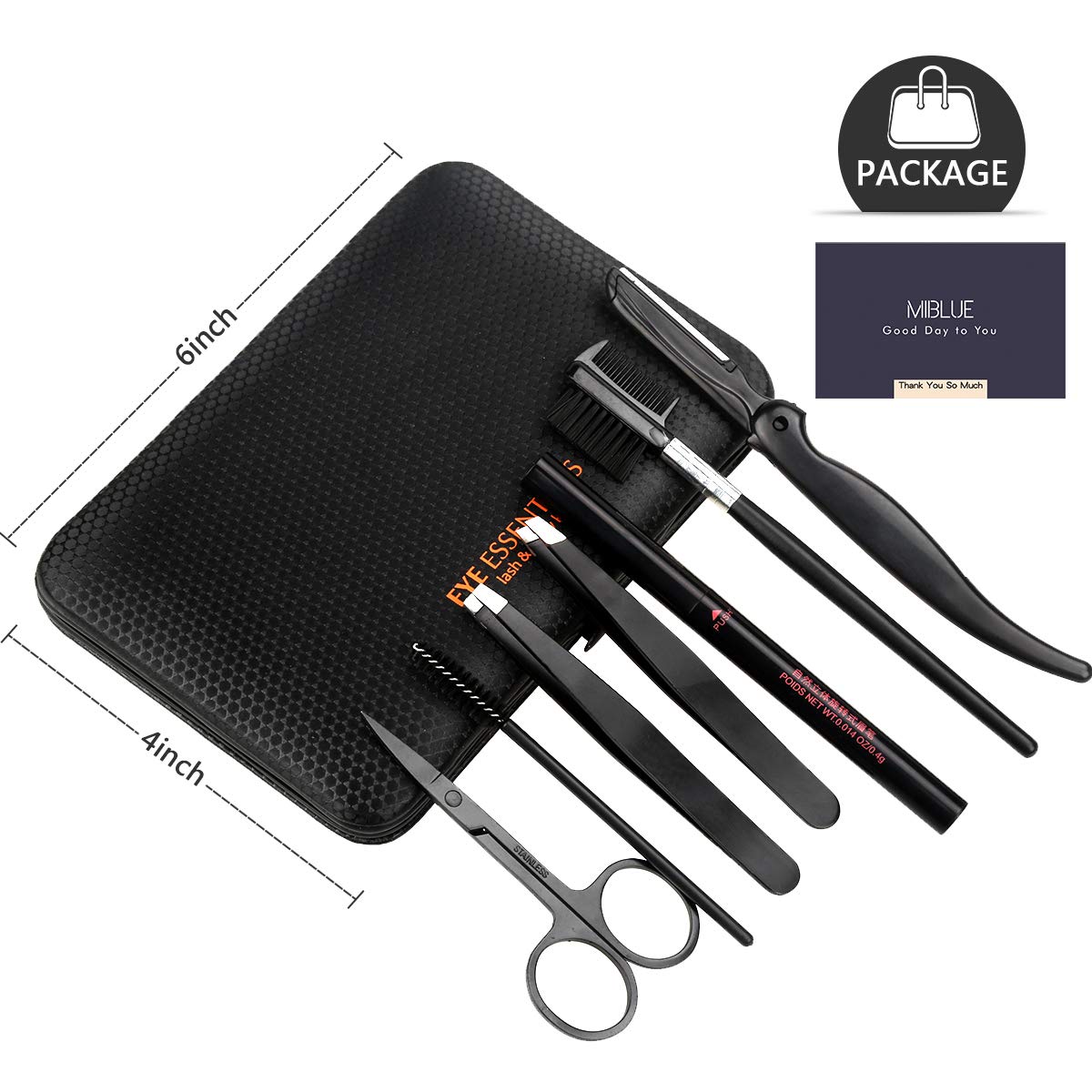 Eyebrow Kit MIBLUE Pencil Eyebrow Razor Set Brush Eyebrow Tweezers Eyebrow Comb Eyebrow Scissors Eyelash Tools for Men and Women (Brown Pencil): Beauty