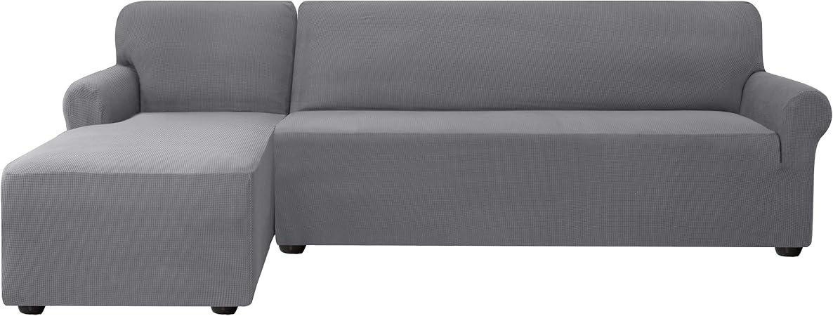 Subrtex Housse De Canapé Dangle Avec Accoudoirs Housse De Canapé Modèle L Canapé Protecteur Extensible Gauche 2 Places Gris Clair