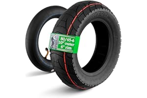 V TOWER 80/65-6 Scooter Tire Tube - 10x3" Electric Scooter Tire Replacement with Rugged Tread that Suitable for All Seasons and Resistant to Punctures - For Smooth and Quiet Riding on any Terrain