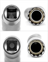 QWORK 2Pcs Thin Wall Spark Plug Socket 14mm 16mm 3/8 Inch 12-Point Magnetic view 4