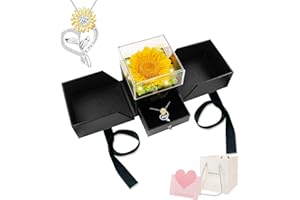 Sereney Preserved Sunflower Gifts for Women, Sunflower Necklace You are My Sunshine gifts as Romantic Christmas Gifts for Her, Silver Necklace Anniversary Birthday Gifts for Wife Daughter Girlfriend