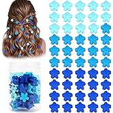 Atoden Mini Flower Hair Clips Small 50Pcs Cute Tiny Claw Clips for Bangs Thin Fine Hair Barrettes Decorative Floral Hair Accessories for Women Girls Teens (Blue)