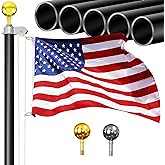 WeValor 14 Gauge Sectional Flag Pole Kit, 16FT Extra Thick Heavy Duty Aluminum Outdoor In ground Flagpole with Free 3x5 Polyester American Flag and Golden Ball, for Residential or Commercial
