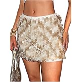 Floerns Women's Sparkly Sequin Mini Skirt Low Rise Beaded Night Out Party Bodycon Glitter Skirt