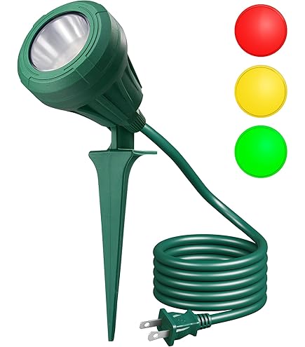 EDISHINE 120V Spotlight Outdoor, 5 Extra Color Lenses, 5.5W 500LM