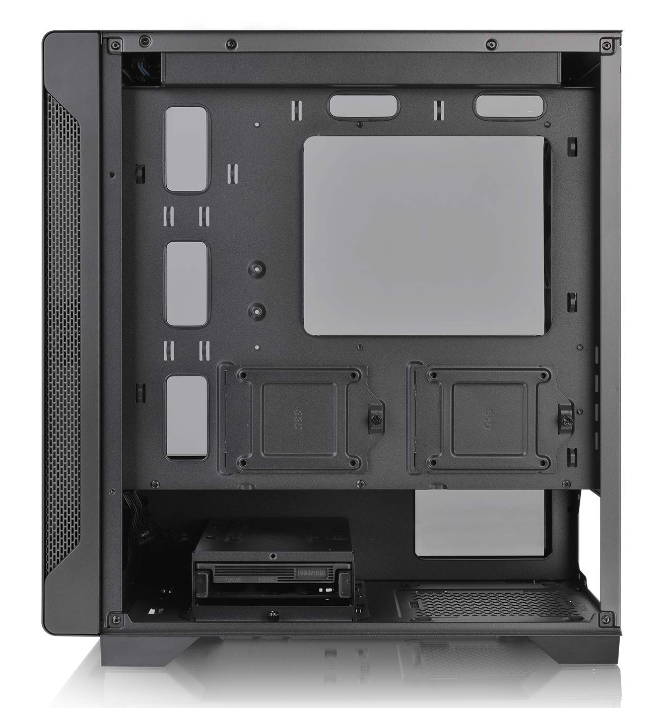 Thermaltake CA-1Q9-00S1WN-00 S100 Tempered Glass Black Edition Micro-ATX Mini-Tower Computer Case with 120mm Rear Fan Pre-Installed
