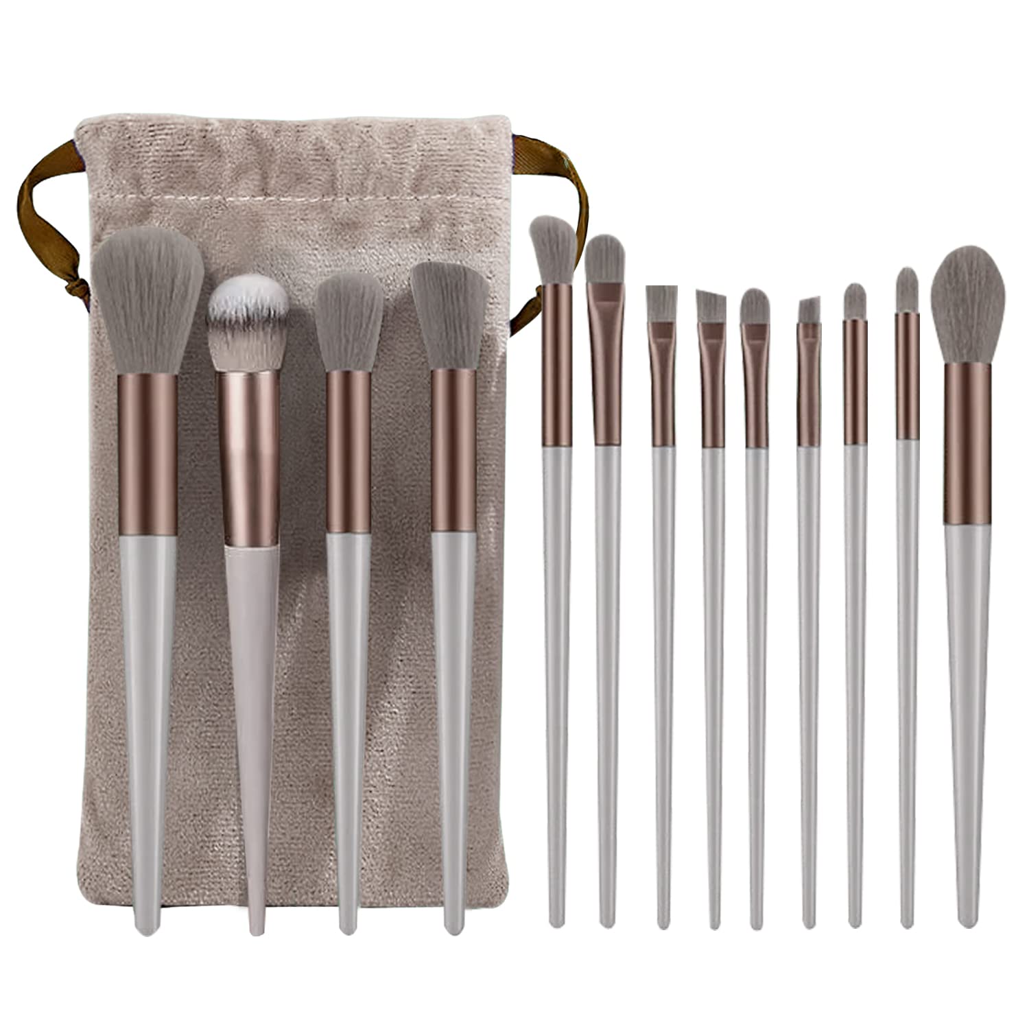 13Pcs Professional Makeup Brush Set - Soft Bristle Foundation, Blush & Eyeshadow Brushes - Pink Set with Plush Bag