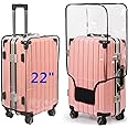 FABULWAY Clear PVC Suitcase Cover Protectors Thicken Luggage Cover Protector Full Transparent Luggage Cover Waterproof Wheeled Suitcase Cover Dustproof Luggage Sleeve Protector (22")