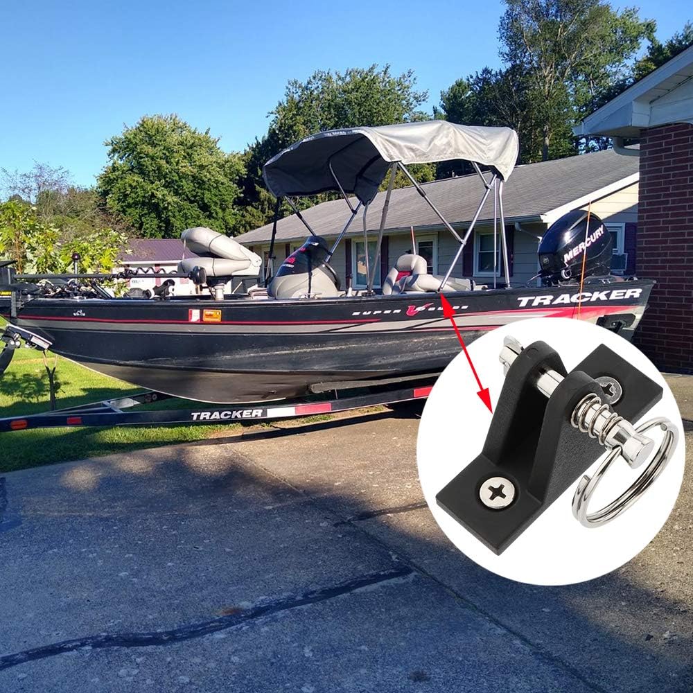 VTurboWay 4 Pack Marine Grade Nylon Bimini Top 90°Plastic Deck Hinge with Pin and Ring, 316 Stainless Steel, Free Installation Screws : Sports & Outdoors