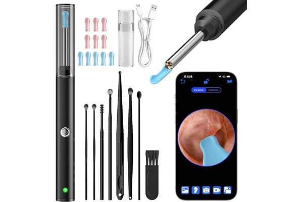 Ear Wax Removal, Ear Cleaner with 8 Pcs Ear Set, Ear Wax Removal Kit, 1296P HD Endoscope with 6 LED Lights, Kids Adults Ear C