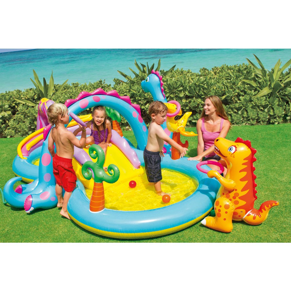 Intex Dinoland Inflatable Play Center, 131in X 90in X 44 inch, for Ages 3 plus 
