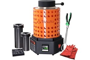 TOAUTO TRF3000 Resistance furnace 1+3KG Gold Melting Furnace 1800W 2102°F Digital Smelting Furnace Kiln Kit Tool with Graphite Mold for Jewelry Recycling Melt Scrap Copper, Gold, Silver, Aluminum 110V