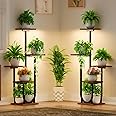 MOSTWOGO Plant Stand Indoor with Grow Lights, 2 Pack 5 Tiered Plant Shelf Indoor, 42" Tall Metal Plant Stand for Multiple Pla