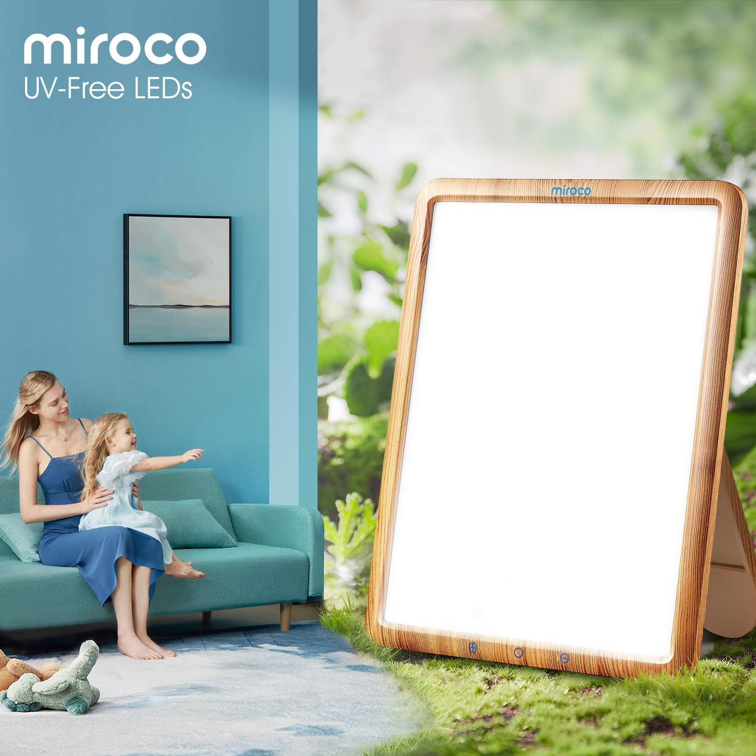 Miroco Light Therapy Lamp, UV-Free 10000 Lux LED Light, 90° Rotatable Standing Bracket, Timer Function, Adjustable Brightness Levels, Touch Control, Memory Function: Home & Kitchen