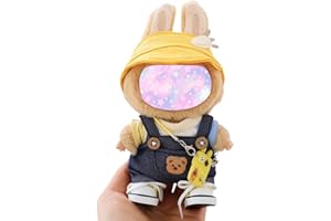 XINBALOVE 17cm Doll Clothes Set (No Doll), 5 Pieces Dress Overalls Outfit Set for 6.7inch Doll Suit, Cute Fashion Hat & Clothes Accessories for 1st/2nd/3rd Gen Doll Play & Display