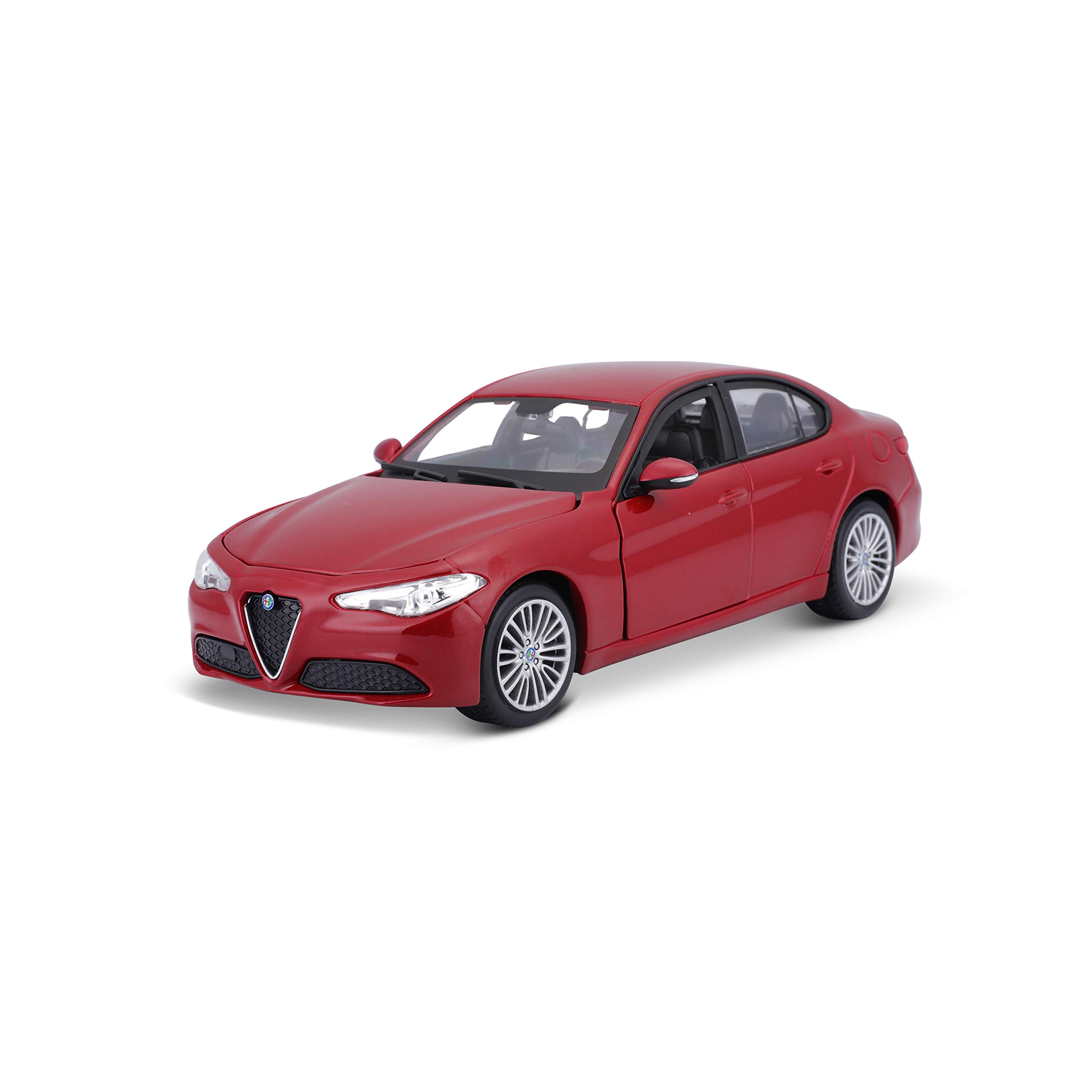 Bauer Spielwaren Bburago Alfa Romeo Giulia 1:24 Scale Model Car with Opening Doors and Bonnet 19 cm Matt Red (18-21080R)