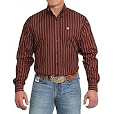 Cinch Men's Red Print Button Down Shirt Red M