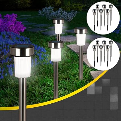 LED Solarleuchte Gartenleuchte Solarlampe aus Edelstahl 16er Set