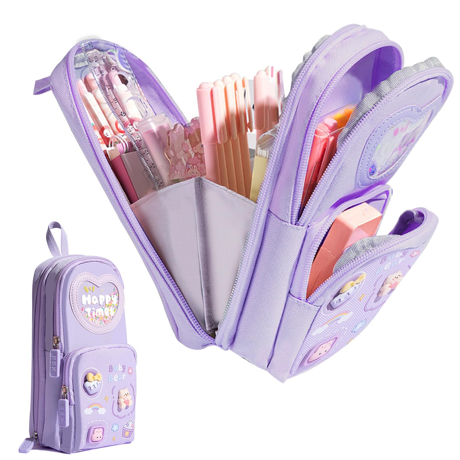 Gsrhzd Pencil Case, Aesthetic Cute Pencil Case for Girls with Compartments, for Kids Boys Girls Adult, Purple