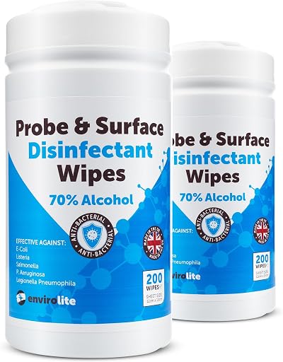 Thermometer World Antibacterial Wipes 2 x 200 Alcohol Cleaning Wipes