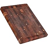 End Grain Butcher Block Cutting Board [1.5" Thick]. Made of Acacia Wood and Conditioned with Beeswax, Flaxseed Oil & Lemon Oil. 16" x 11" Chopping Board by Ziruma.
