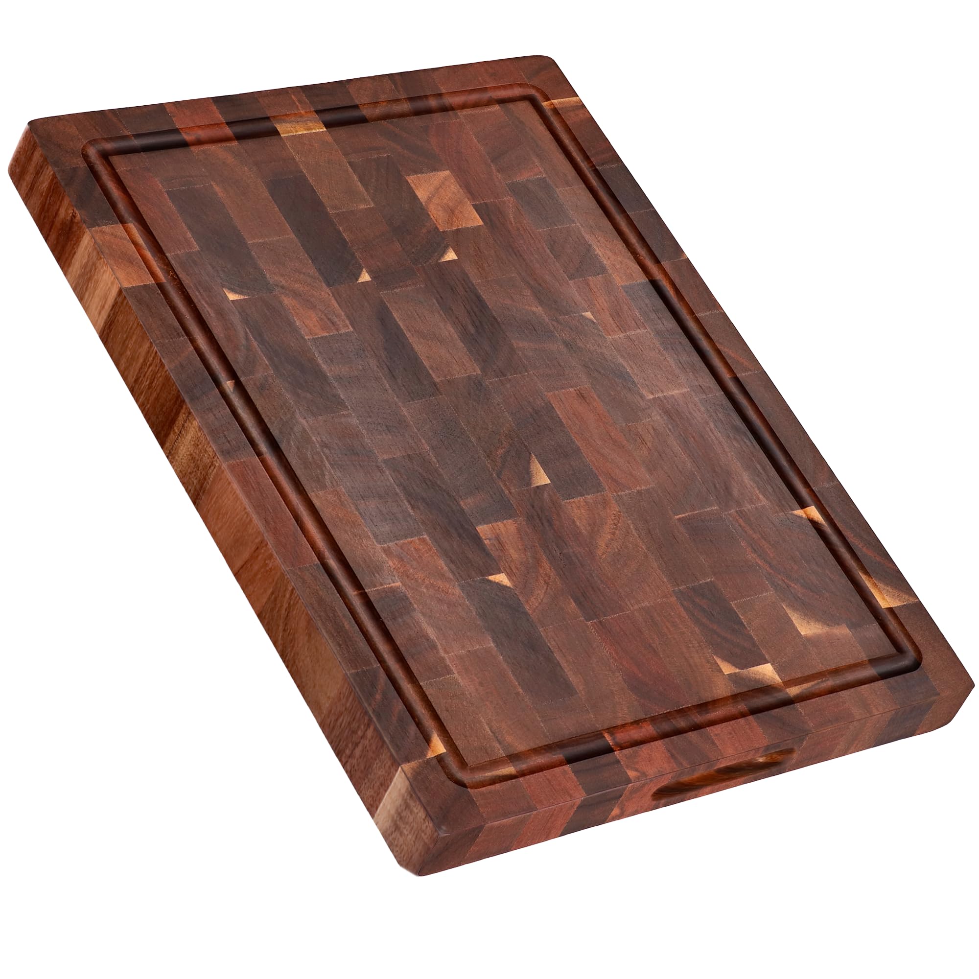 Photo 1 of End Grain Butcher Block Cutting Board [1.5" Thick]. Made of Acacia Wood and Conditioned with Beeswax, Flaxseed Oil & Lemon Oil. 16" x 11" Chopping Board by Ziruma.